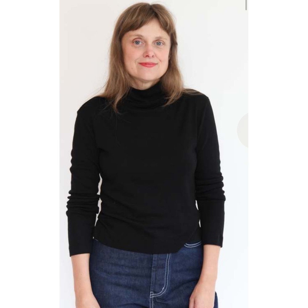 Bryn Walker Bamboo Organic Cotton Mock Neck Long Sleeve Shell Top Large staple